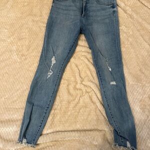 Express Women's Distressed Skinny Blue Jeans